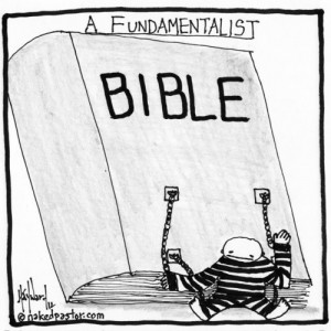 fundamentalist chained to the Bible