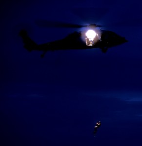 110921-N-XZ912-085NORFOLK (September 21, 2011) Members of Helicopter Sea Combat Squadron Seven (HSC-7) perform Search and Rescue (SAR) jumps for qualification on Wednesday night at Naval Station Norfolk. These qualifications help the navy with readiness and sustainability. (U.S. Navy photo by Mass Communication Specialist 1st Class Christopher B. Stoltz/Released)